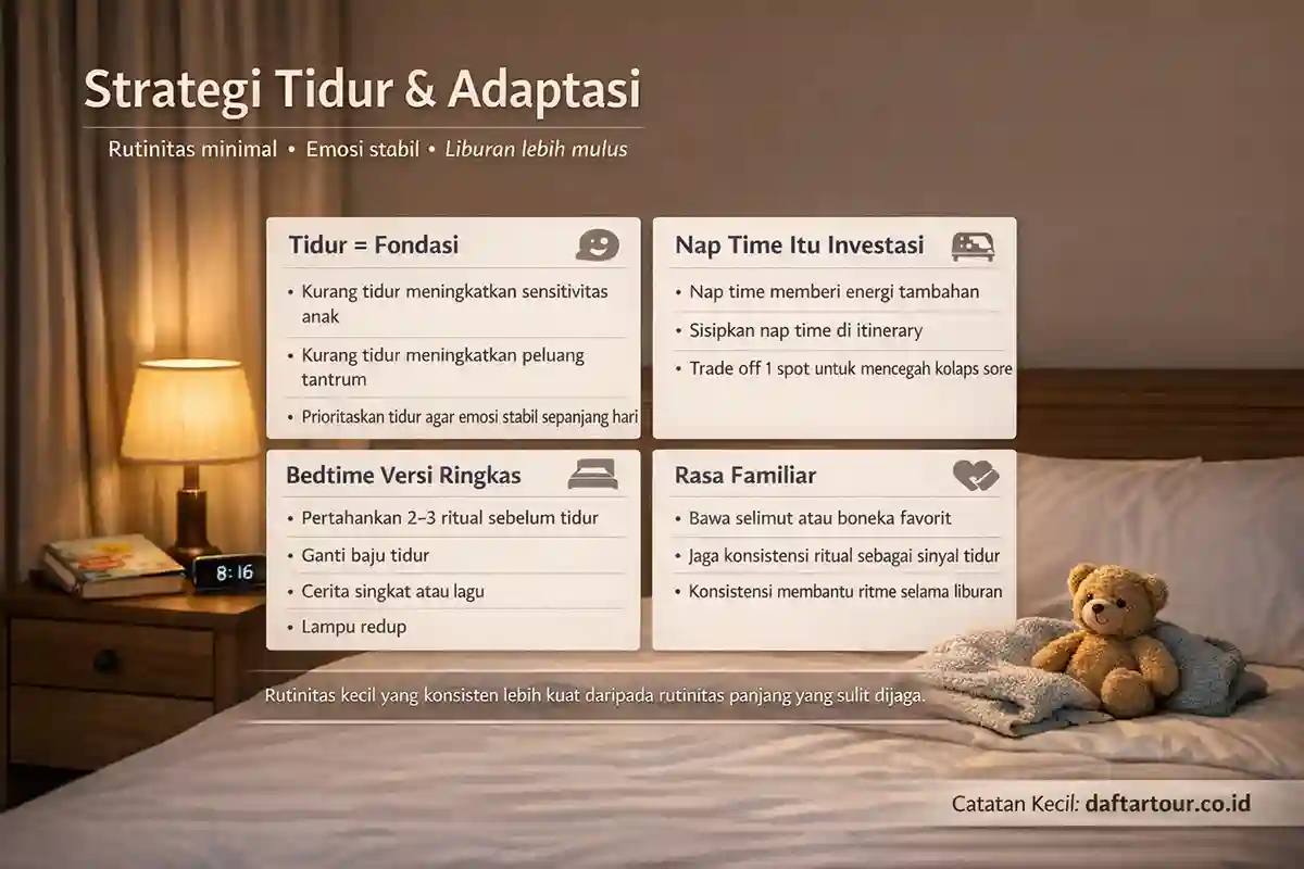 Liburan Keluarga Bawa Anak mengatur waktu istirahat