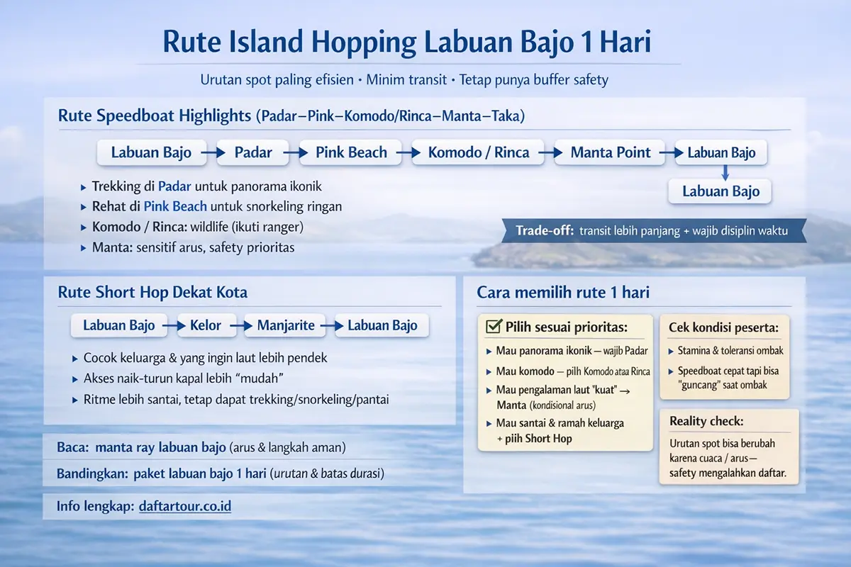 Pulau di Labuan Bajo berdasakan Rute sehari
