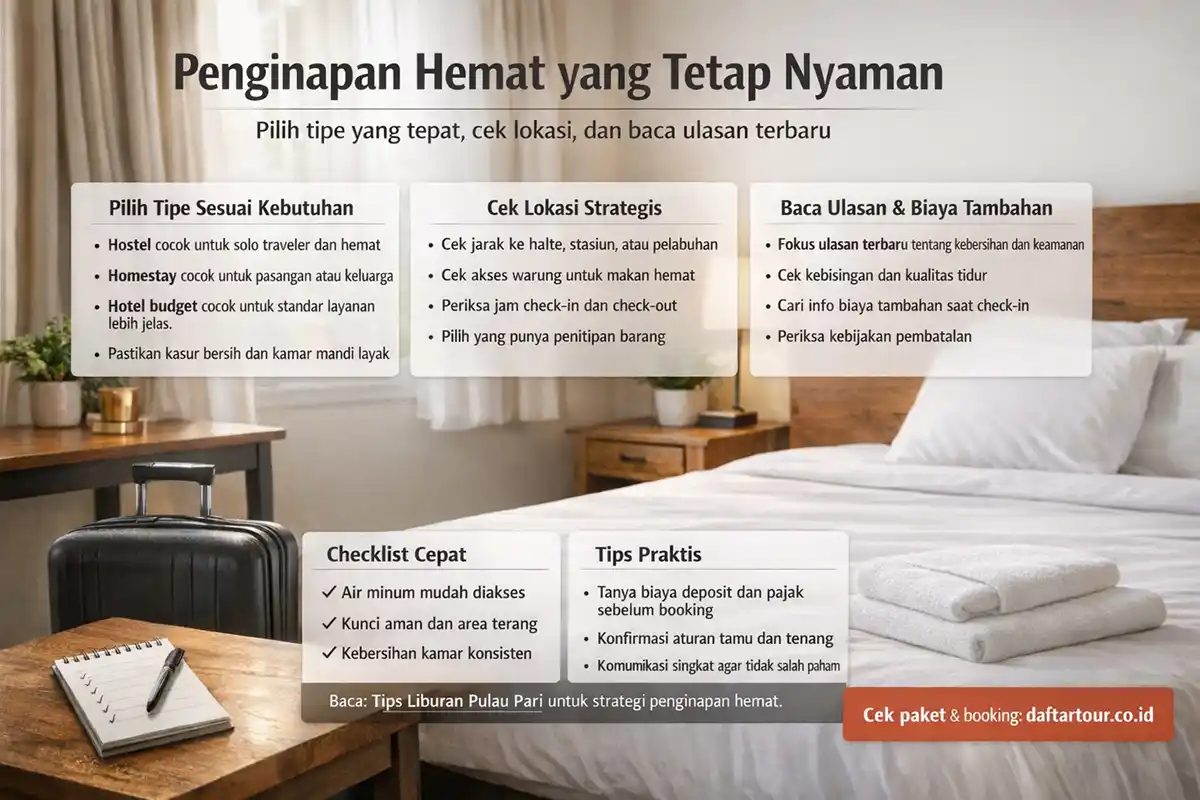 Cara memilih penginapan hemat yang tetap nyaman