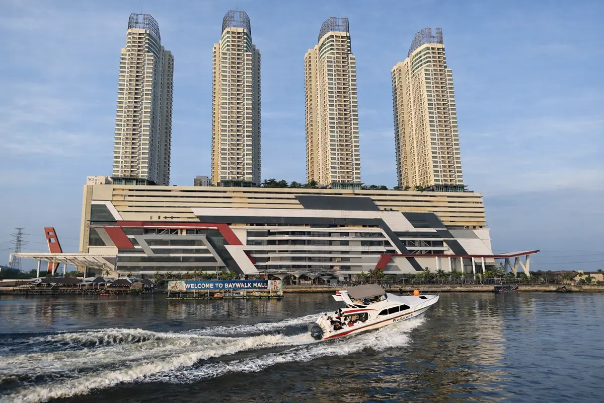 akses ke desa laguna kepulauan seribu dari dermaga baywalk mall pluit