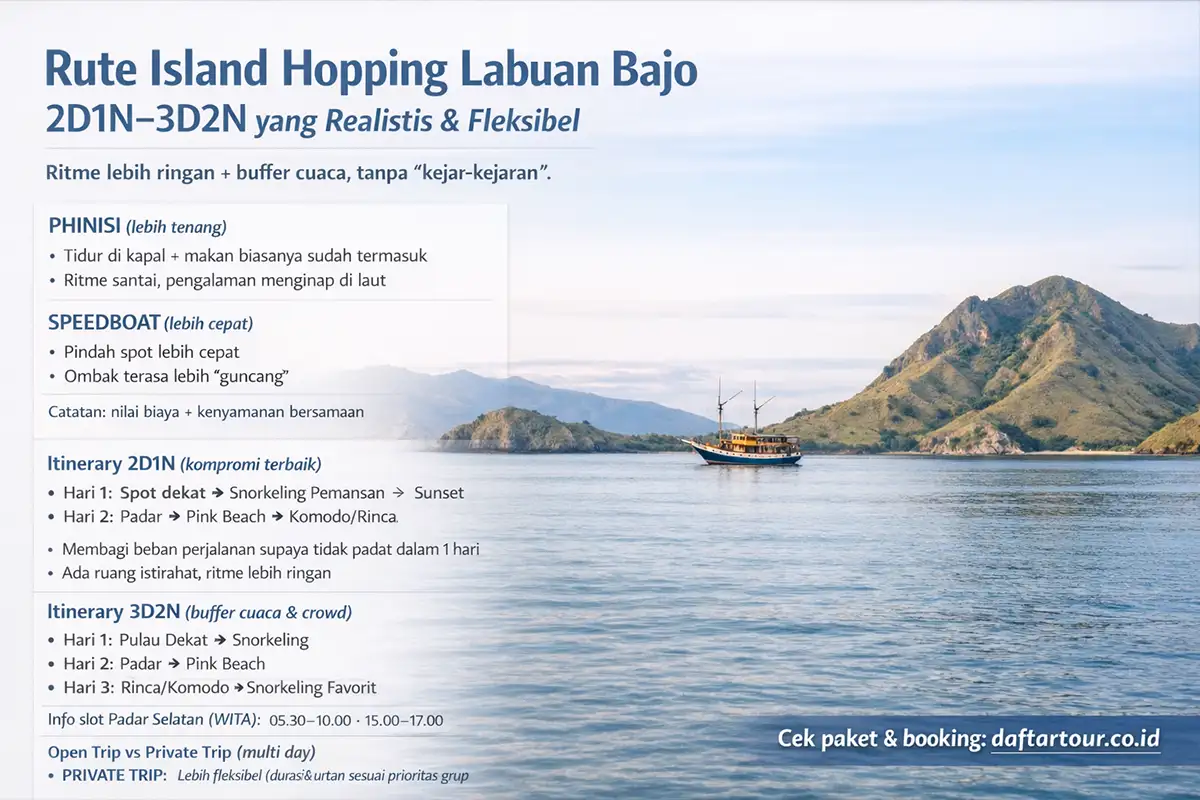 alur Jelajah Pulau di Labuan Bajo 2D 1N dan 3D 2N
