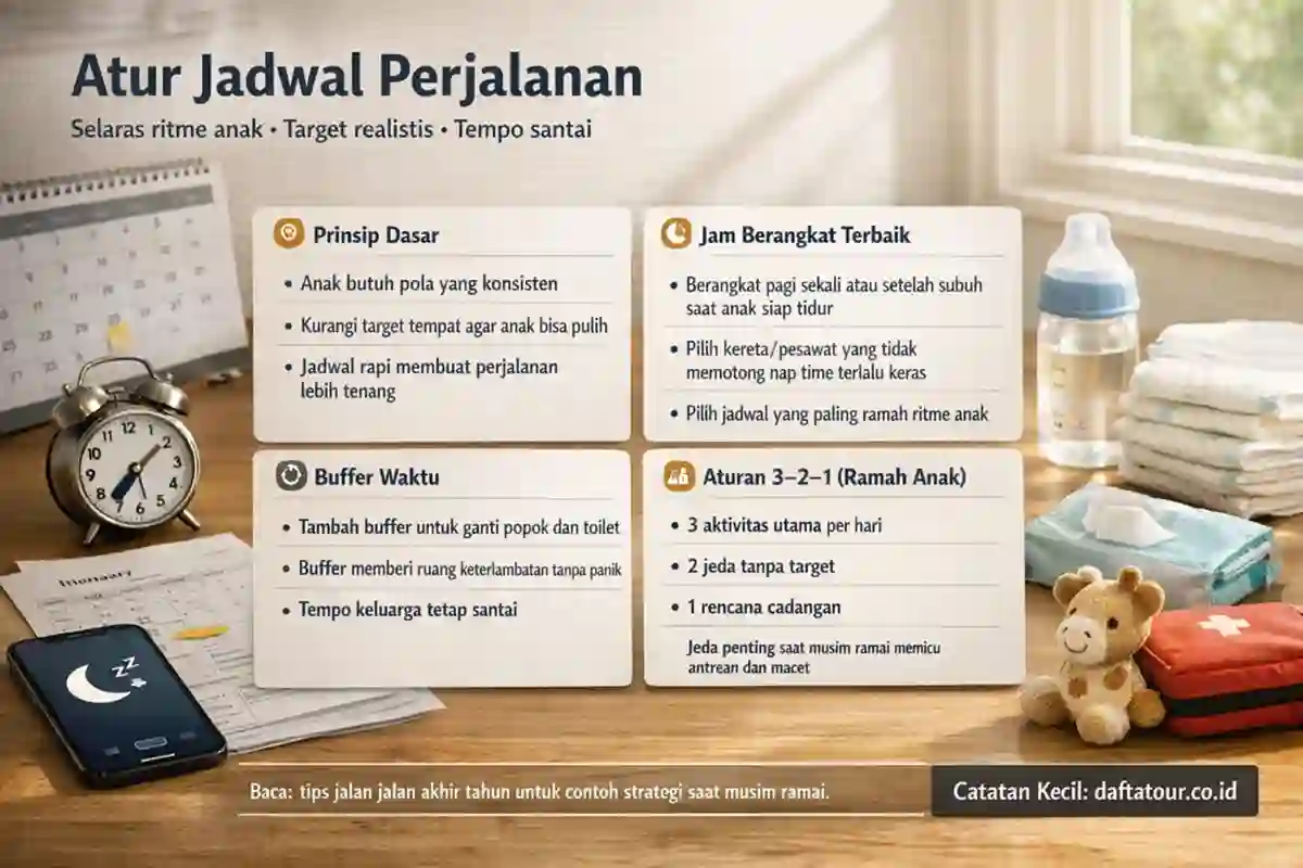 Atur jadwal perjalanan Liburan Keluarga Bawa Anak