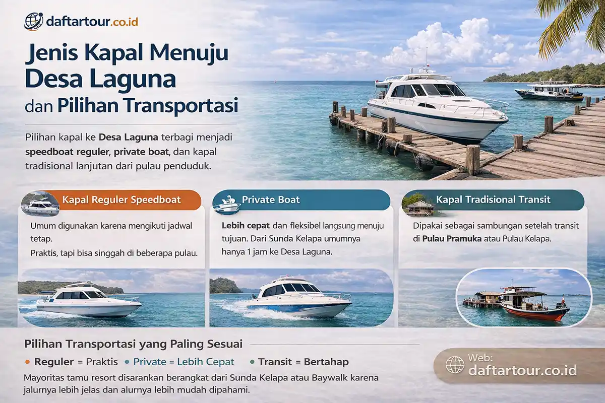 jenis kapal untuk ke desa laguna 